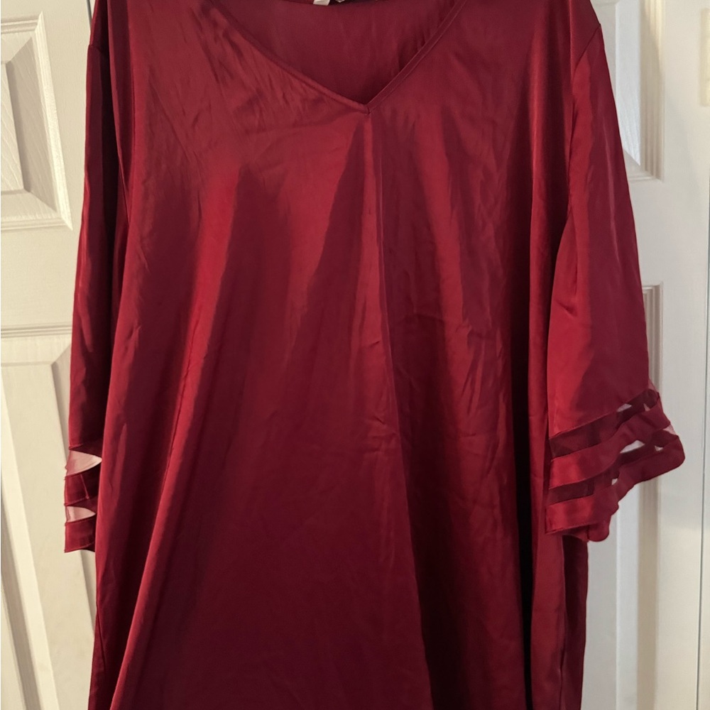 Elegant Red Women's Top night shirt